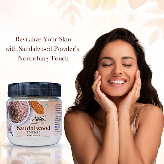 100% Natural Sandalwood Powder | (3.5 Oz) Chandan Powder for Women & Men | Herbal Sandalwood Powder for Face & Skin | Ayurvedic Face Pack for Glowing Skin, Tan Removal Mask & Natural Face Pack