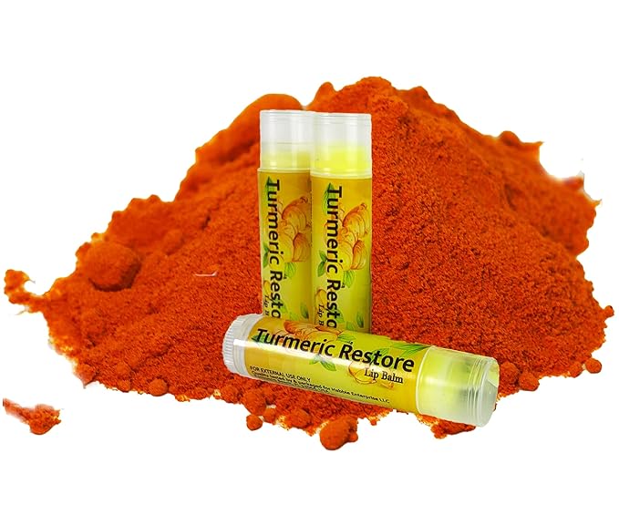 Organic Turmeric Lip Balm 3 Pack - Moisturizing, Balancing, Soothing, Natural Ingredients