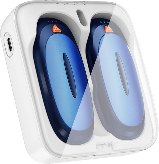 Hand Warmers Rechargeable with 10000mAh Charging Case, 2000mAh Portable Hand Warmers 2 Pack, Reusable Electric Pocket Heater for Hunting, Camping Gear, Outdoors, Gifts