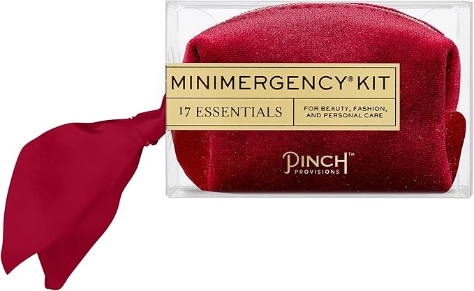 Pinch Provisions Velvet Minimergency Kit, for Her, Includes 17 Must-Have Emergency Essential Items, Compact, Multi-Functional Pouch, Gift for Parties and Birthdays