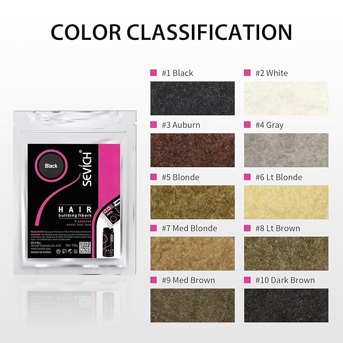 SEVICH Hair Fibers Refill 100g - Compatible with Most Brand Bottles | Hair Building Fibers for Thinning Hair | Instant Thickening Powder for Men & Women | 5-Second Natural Coverage,Medium Brown