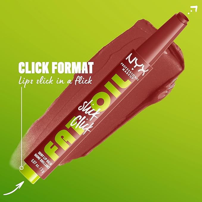NYX PROFESSIONAL MAKEUP Fat Oil Slick Click, Lightweight, Buildable, Pigmented Vegan Lip Balm - Going Viral