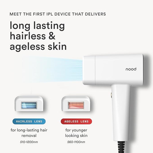 NEW Nood™ Flasher Pro — IPL Laser Hair Removal Device for Women & Men with Sapphire Cooling — Pain-free & Permanent, Visible Results After First Use & Works Everywhere Hair Grows — Gloss White