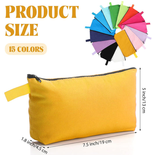 Saintrygo 30 Pcs Makeup Bag Travel Canvas Cosmetic Bag Bulk Multipurpose Small Makeup Pouch for Purse Portable Blank Zipper Toiletry Organizer DIY for Women Assorted Color(Novel,7.5 x 5 x 1.8 Inch)