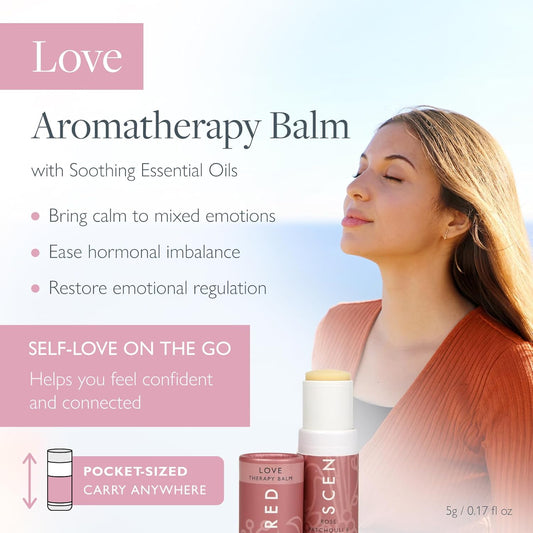 Scentered Aromatherapy Balm Stick - Love - Rose Essential Oils Rub On for Emotional Regulation & Balance - 100% Natural: Rose, Cedarwood, Ylang Ylang - Self Care Gifts for Women