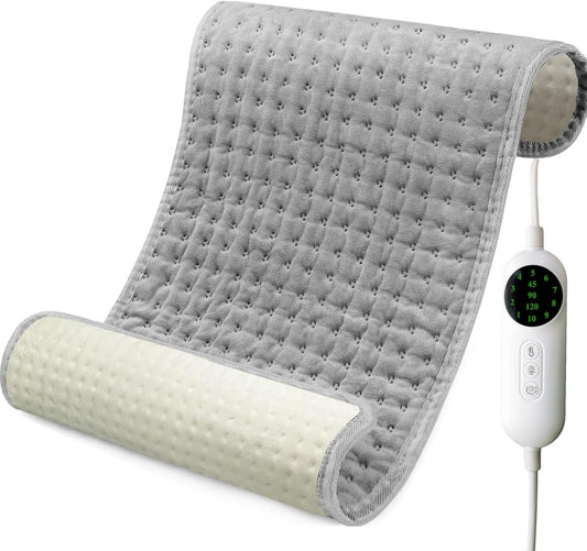 Heating Pad for Neck and Shoulders and Back - 12x24 Inch Electric Heating Pad Period Cramps & Back Pain Relief, 10 Heat Setting, Soft Machine Wash Fabric, Auto-Off & Moist Heat - Gifts for Women & Men