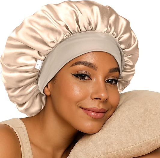 YANIBEST Silk Bonnet for Sleeping Women, Double Layer Hair Satin Bonnets with Elastic Band, Sleep Cap Curly Natural Hair