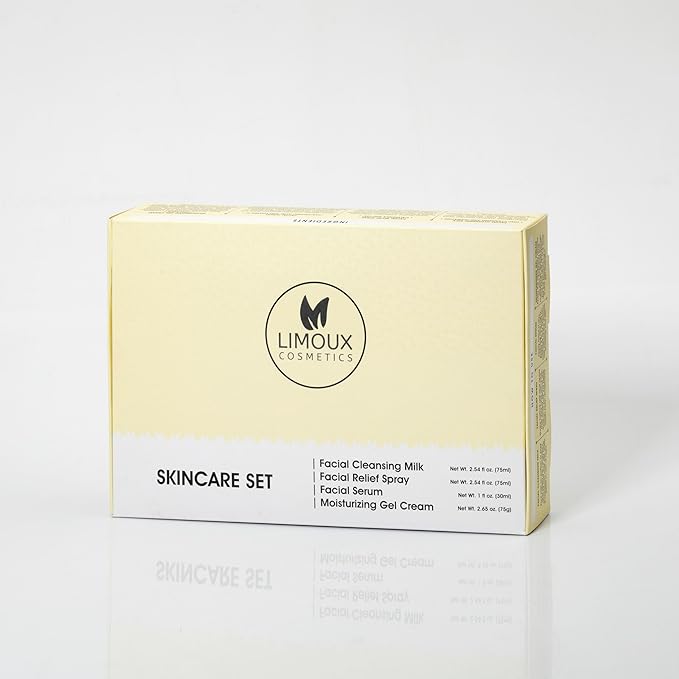 Daily Skincare Set - Hydrating, Anti-Aging- Multi-benefitial kit, 4 pcs:Deep Cleanser, Facial Relief Spray, Face Serum, Moisturizing Cream -Paraben Free, Silicone Free, Vegan