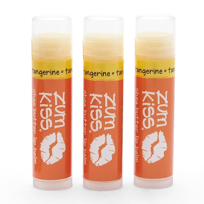 Zum Tangerine Kiss Stick (Pack of 3) with Certified Organic Sunflower Seed Oil, Beeswax, Shea Butter, Pure Essential Oils, Candelila Wax, Vitamin E and Honey, 0.15 oz