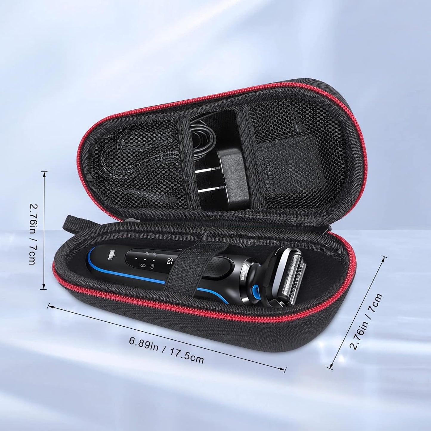 Electric Shaver Case,Travel Shaver Storage Bag & Razor Organizer Pouch,Durable,Waterproof, Compact Design for Men's Essentials,Fits Most Electric Shavers for Philips Braun Panasonic(Red)