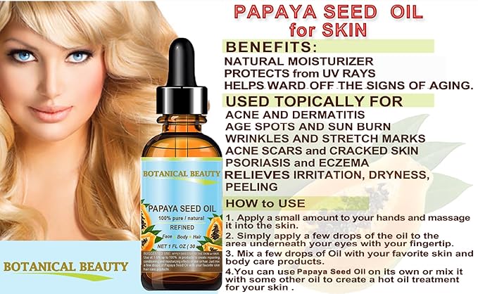 PAPAYA SEED OIL. 100% Pure / Natural / Undiluted /Refined Cold Pressed Carrier Oil. 0.5 Fl.oz.- 15 ml. For Skin, Hair And Lip Care.