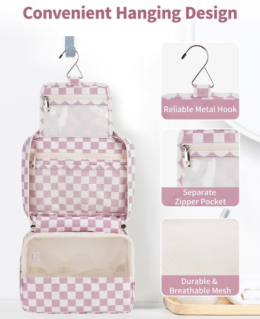 Narwey Small Hanging Travel Toiletry Bag for Women, Travel Bag for Toiletries, Makeup Bag Organizer Cosmetic Bags Make Up Bags for Girls