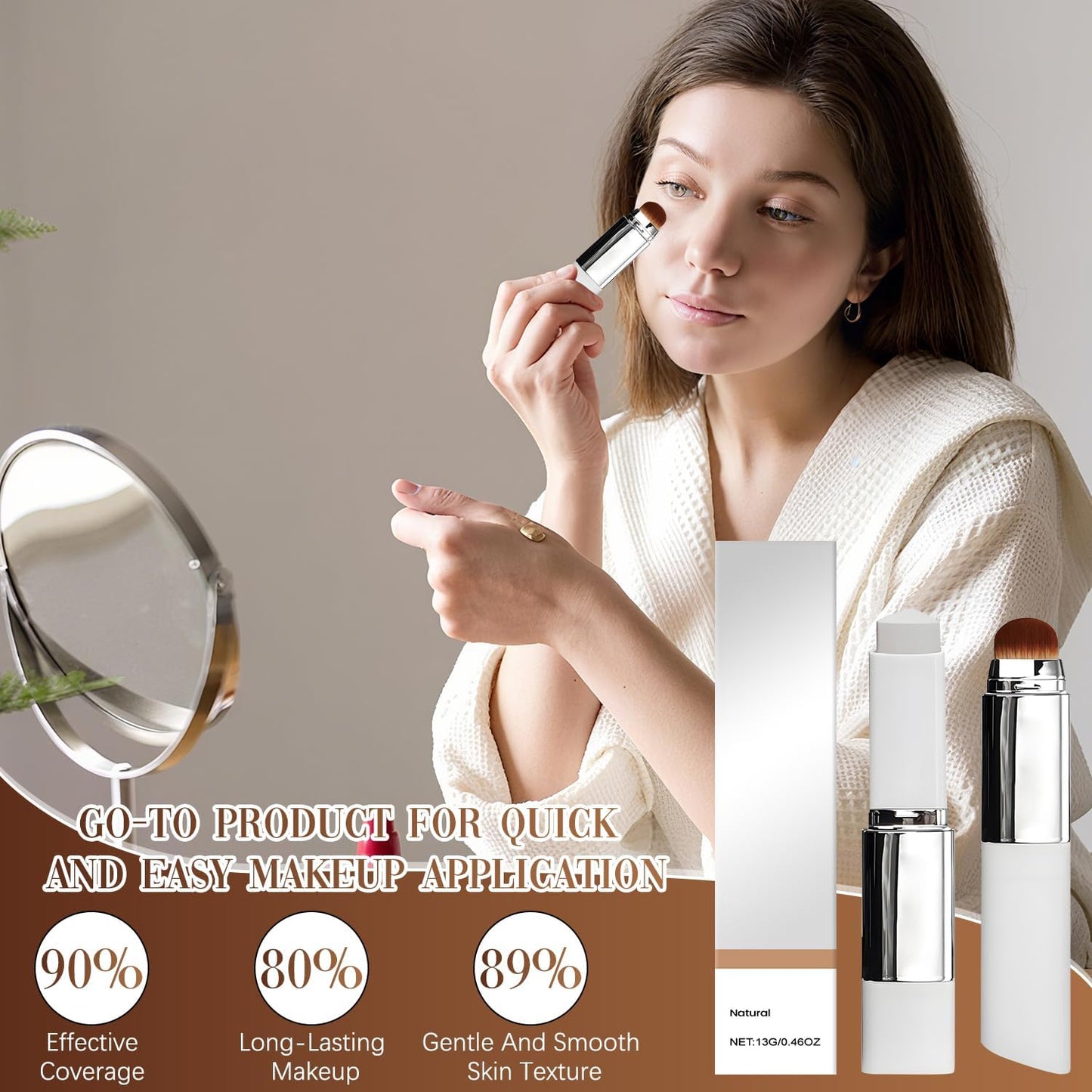 Blanc Cover Cream Stick, Color Changing Brightening Makeup Base, Hydrating Concealer, White Foundation for Flawless Look (Dark Skin)