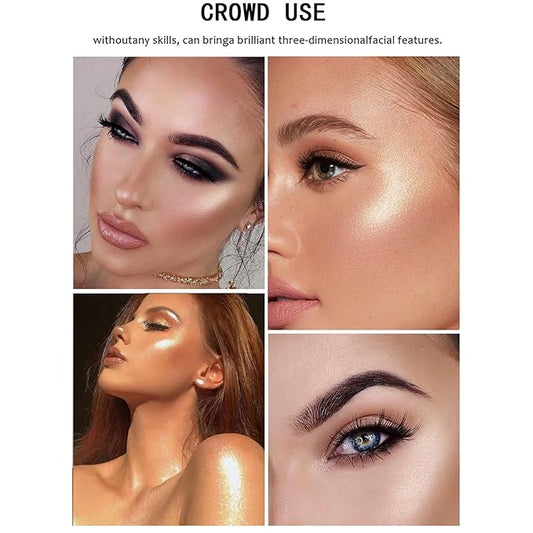 MEICOLY Baked Highlighter Powder Palette,Natural Face Highlighter Shimmer Powder,Long Lasting Glittery Highlighter Makeup Face Luminizer,01 Pearl White