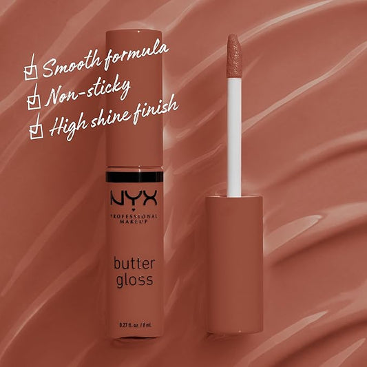 NYX PROFESSIONAL MAKEUP Butter Gloss, Non-Sticky Lip Gloss - Bit Of Honey (Peach Nude)