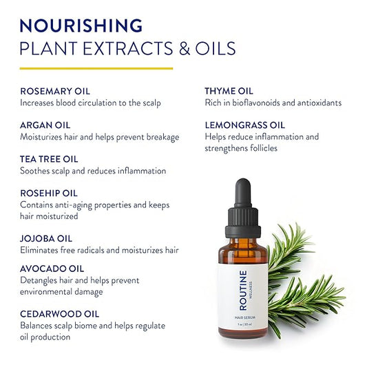 Routine Wellness Advanced Hair Serum - Nourishing Scalp Treatment for Enhanced Hair Support and Thickness with Natural Oils, Ideal for Men & Women - 30ml