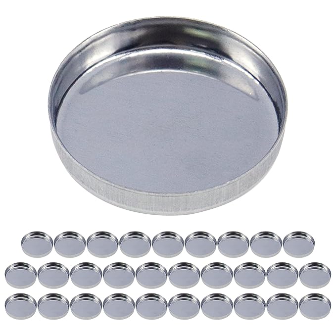 Pack of 30 Empty Round Metal Pans 26mm Eyeshadow Palette Pans Replacement for Magnets Makeup Palettes (5mm Height) Silver