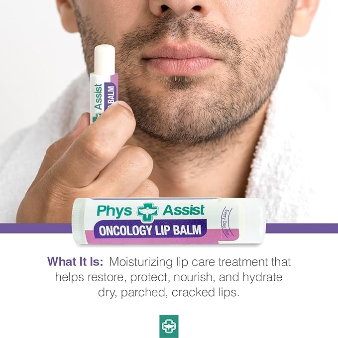 Oncology Lip Balm USDA Organic, Hydrate Dry, Parched Lips. Moisturizing -3 Pack