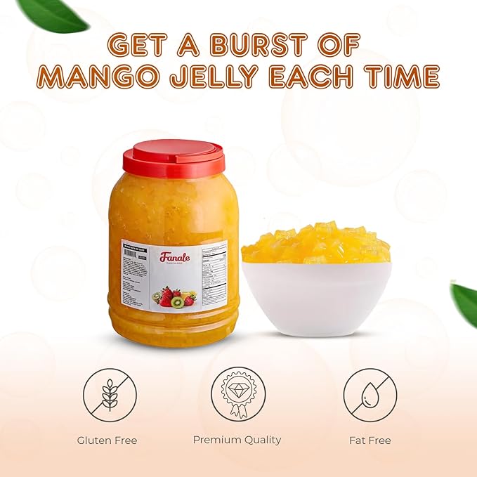 Fanale Coconut Jelly Topping nata de coco for Bubble Tea 8.3 lb | Mango Jelly | for Boba Tea, Smoothies, Slushes, Desserts | 8.3lb | JEL003