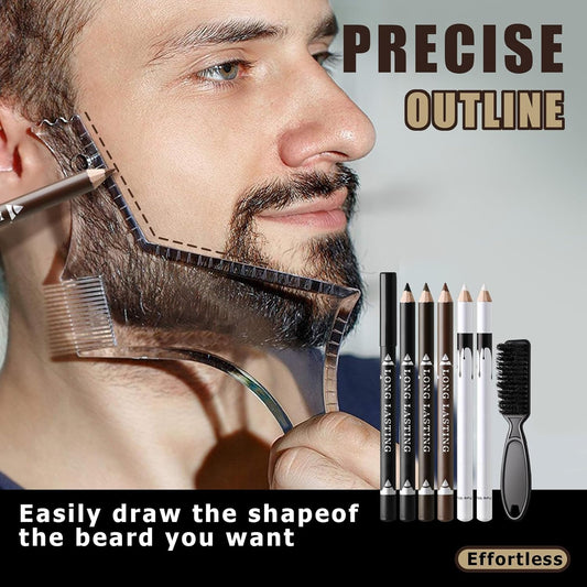 Barber Pencil for Lineup Magic Hairline Beard Guide Shaping Pencils Barber Chalk for Design Hairline Razor Trace Black Brown White Barber Pencils Set with Sharpener Ruler Brush for Men