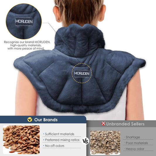 Microwavable Heated Neck Wrap Warmer and Shoulder Heating Pad Microwave, Weighted Microwave Heating Pad for Neck and Shoulders Hot and Cold Compress