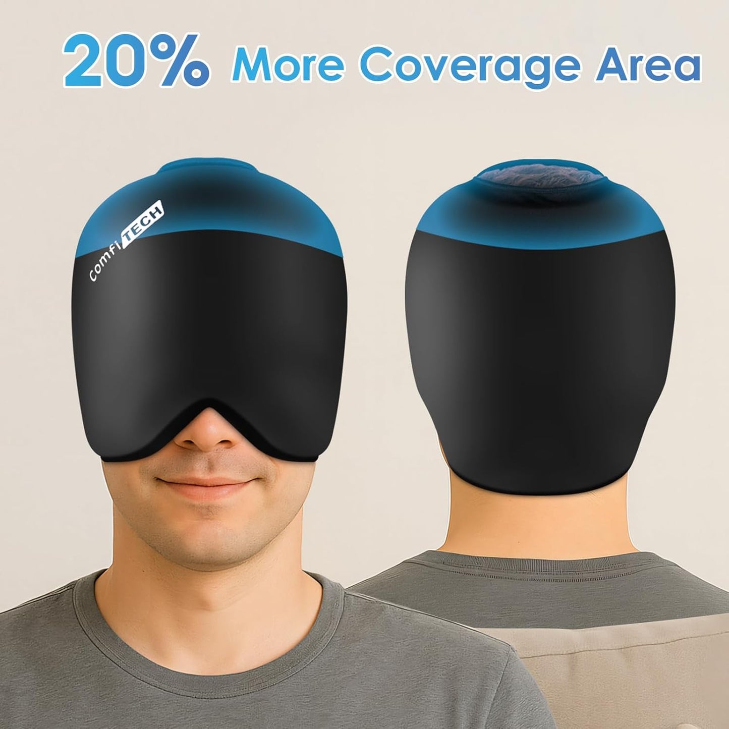 ComfiTECH Head Ice Pack 2 Pack Cooling Gel Cap Reusable Cold Wrap for Head and Eye Comfort and Relaxation, Medium