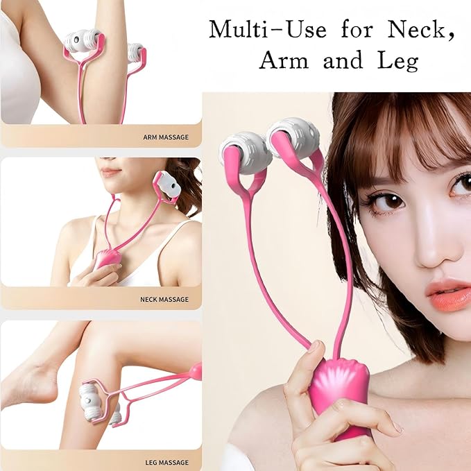 V-Shaped Face Roller Massager with 4 Magnetic Beads, Facial Lifting Tool Neck and Skin Tightening Beauty Massager