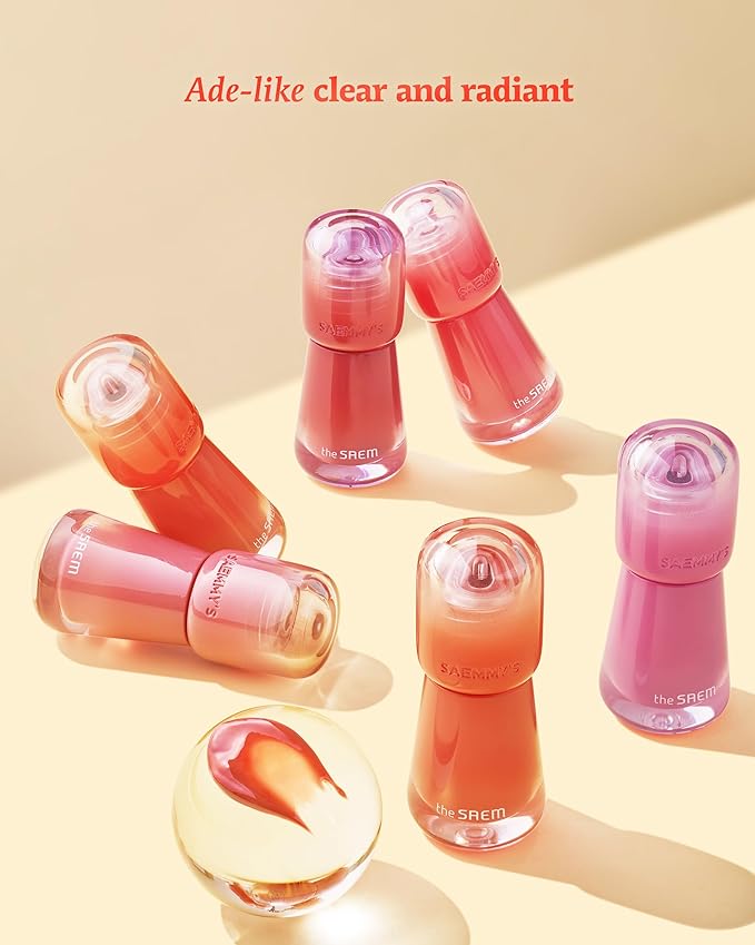THESAEM Saemmy's Ade Shot Tint (01, 06) - Korean Lip Titnt, Water Gel Lip Stain with Plump Glowy Moisturizing Finish, Buildable Radiant Gloss, Long-Lasting Comfort, 0.1 fl.oz.