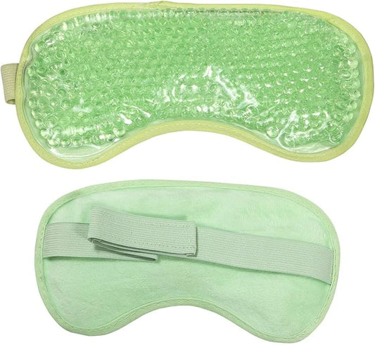 Cooling Eye Mask Reusable Gel Eye Mask for Puffy Eyes,Ice Eye Mask Cold Eye Mask Frozen with Plush Backing for Headache,Migraine,Stress Relief-Color Pastel Green