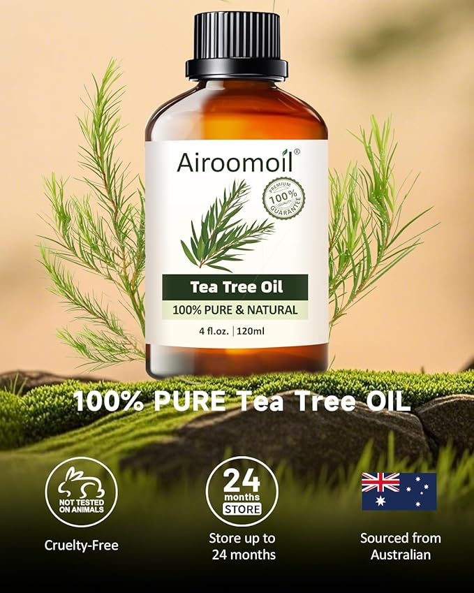 Pure Tea TreeEssential Oil, 100% Pure Natural Tea TreeEssential Oil, Premium Grade Essential Oils for Diffusers for Home, Skin, Care Massage, Soap Making, Aromatherapy, 4 Fl Oz | 120ml