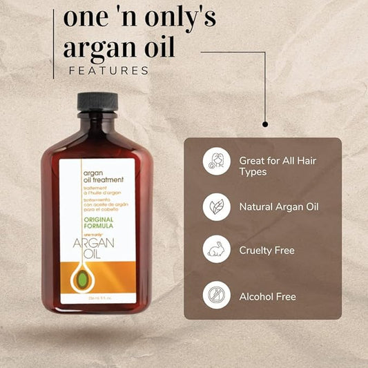 One 'n Only Argan Oil Hair Treatment - Hair Oil Smoothes and Strengthens Dry Damaged Hair, Eliminates Frizz, Creates Brilliant Shines, Non-Greasy Formula, 3.4 Fl. Oz