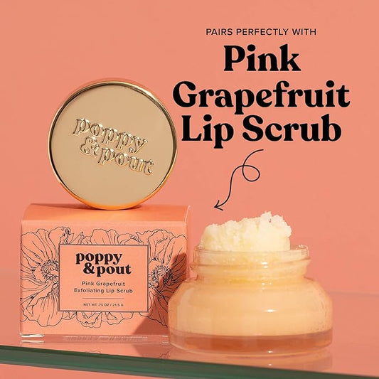 Poppy & Pout Pink Grapefruit Jumbo Lip Balm | All Natural Lip Balms & Moisturizers | Hydrates with Beeswax, Vitamin E, Organic Coconut Oil | Cruelty-Free | Lip Balm in Recyclable Cardboard Tube