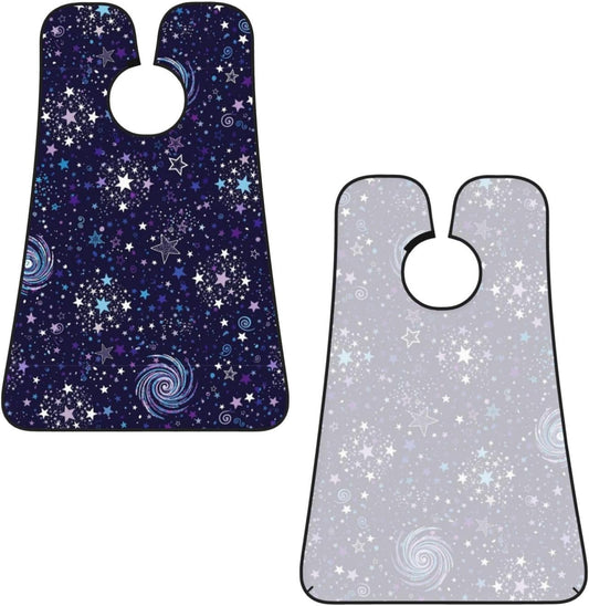 Strong Suction Cup Beard Grooming Bib, Non-Stick Hair Catcher, Waterproof, for Shaving, Space Galaxy Constellation Zodiac Star Purple Blue