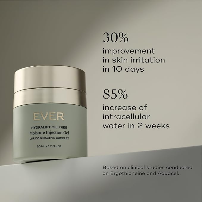 EVER Oil-Free Face Cream (Oily Skin)- Overnight Renewal Facial Lotion, Instant Face Lift Cream, Smooths Fine Lines, Restores Skin Elasticity, Packed with Hyaluronic Acid, Bakuchiol, and Peptides