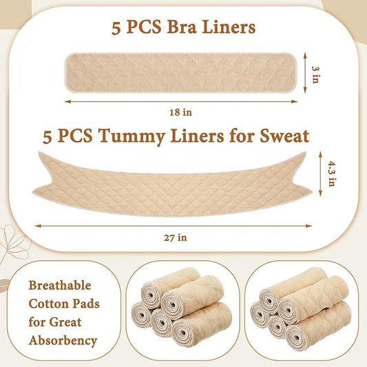 Cotton Tummy Liners and Bra Liners Set for Sweat Rash Skin Folds Plus Size Women Sweating Supplies
