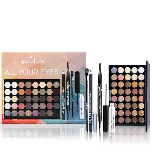 40 Colors Eyeshadow Palette All-in-one Holiday Makeup Gift Set | Full Makeup Kit for Women Essential Starter Bundle Include Eyebrow Pencil Eyeliner Mascara Soft Eye Shadow Brush