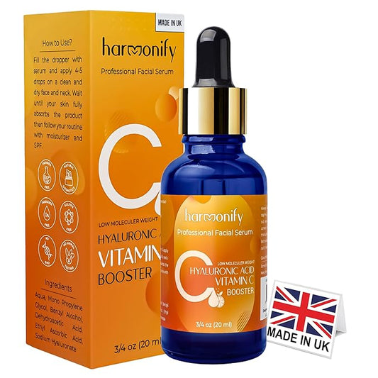 Hyaluronic Acid Serum for Face with Vitamin C, Brightening Serum, Pure, Hydrating Serum to Plumb Skin, Reduce Fine Lines, Wrinkles and Dark Spots, Low Molecular Weight [0.75 oz]