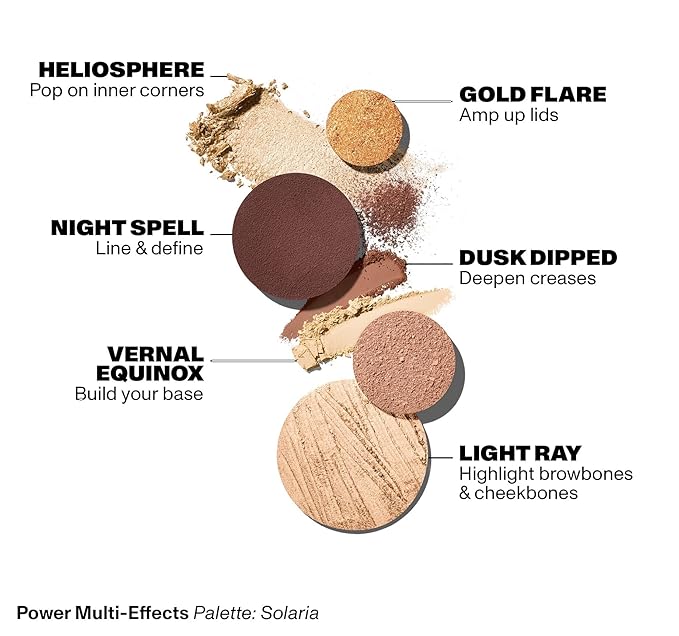 Morphe Makeup Palette - Power Multi-Effects Palette with Mattes, Shimmers, Duochromes & Silk Slip Toppers - Made to Build, Blend & Layer for Everyday Versatile Makeup Looks - Solaria (0.65 oz)