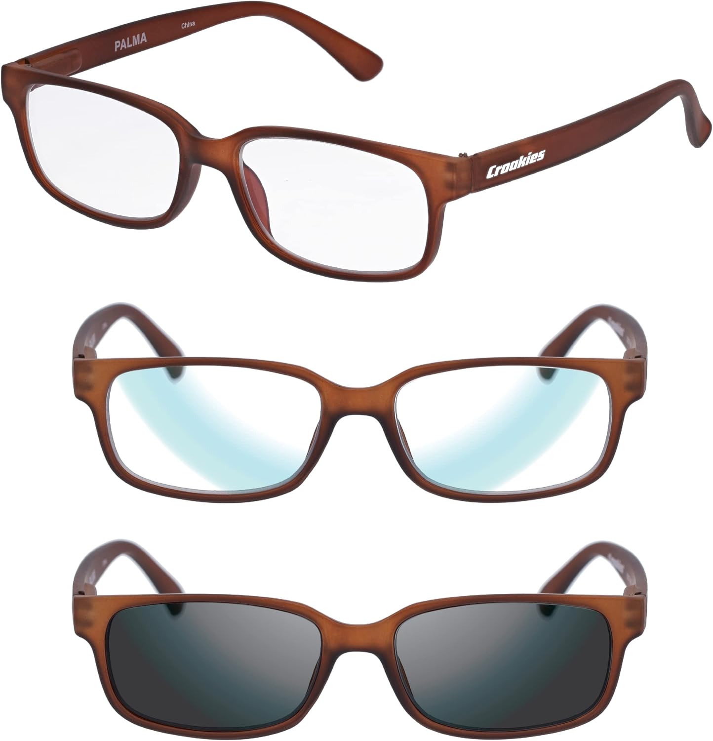 Croakies Palma Photochromic Progressive Eyewear | UV400 Sunglass for Outdoor | Bluelight Eyeglass for HEV Devices | Bundle