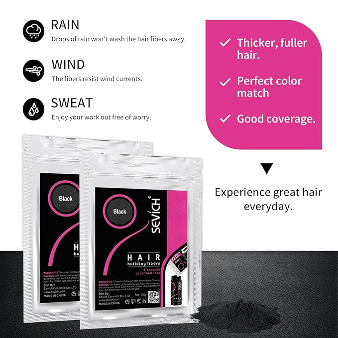 SEVICH Hair Fibers Refill 100g - Compatible with Most Brand Bottles | Hair Building Fibers for Thinning Hair | Instant Thickening Powder for Men & Women | 5-Second Natural Coverage,Medium Brown