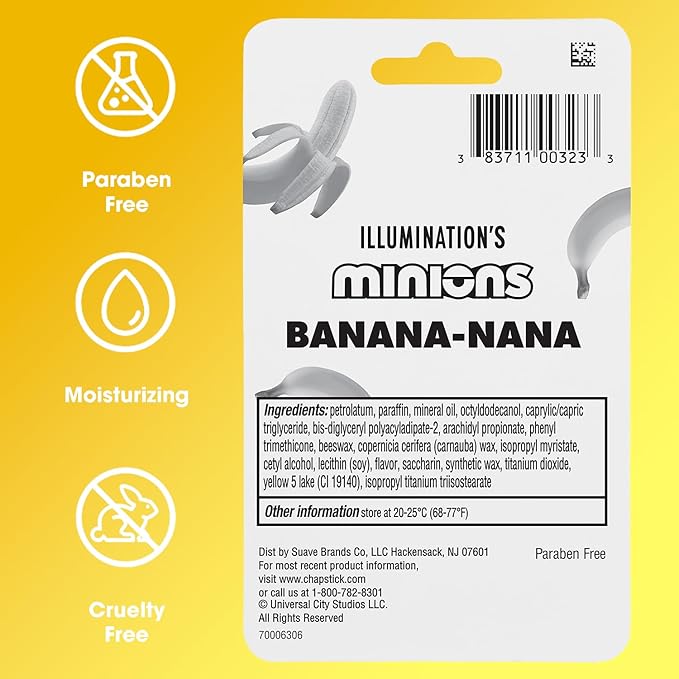 ChapStick Bulk Lip Balm, Minions Banana-Nana (36 Sticks), Party Favors for Kids, 0.15 Oz Ea