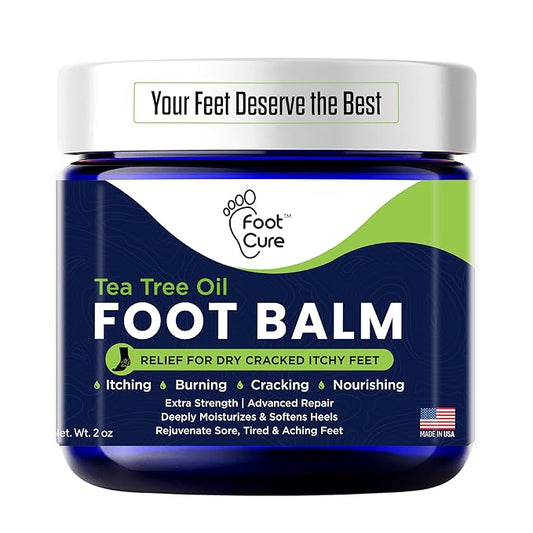 Tea Tree Oil Balm – Moisturizer for Dry Cracked Feet – Instantly Hydrates & Soothes Irritated Skin & Athlete's Foot – Best Care for Women and Men – Made in USA