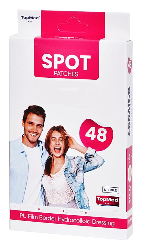 TOPMED Spot Patches PU film Border Hydrocolloid Patch for Covering Zits Acne Pimple Spot Stickers for Face 48 Count