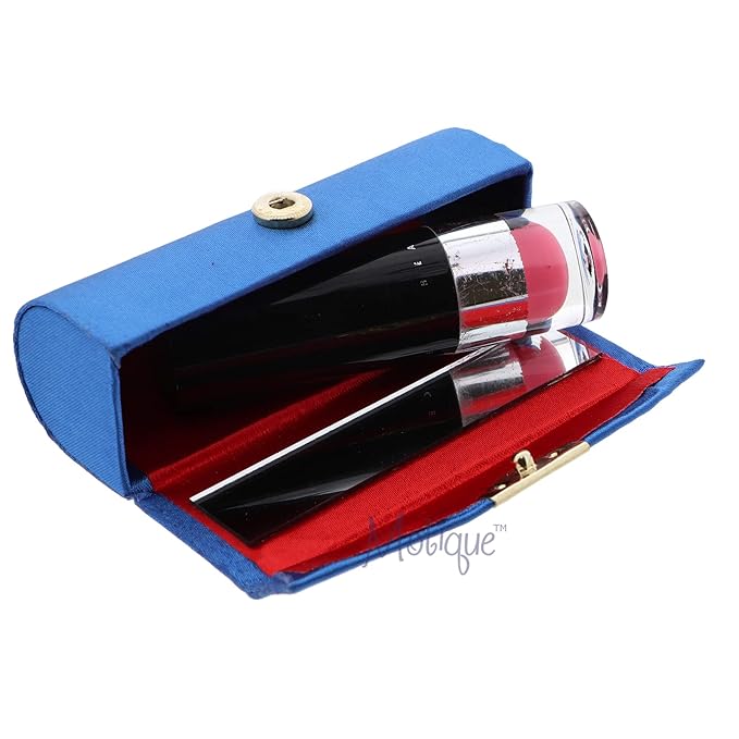 Motique Accessories Solid Satin Ladies Lipstick Case With Mirror Purse Holder Set of 6 (Royal)