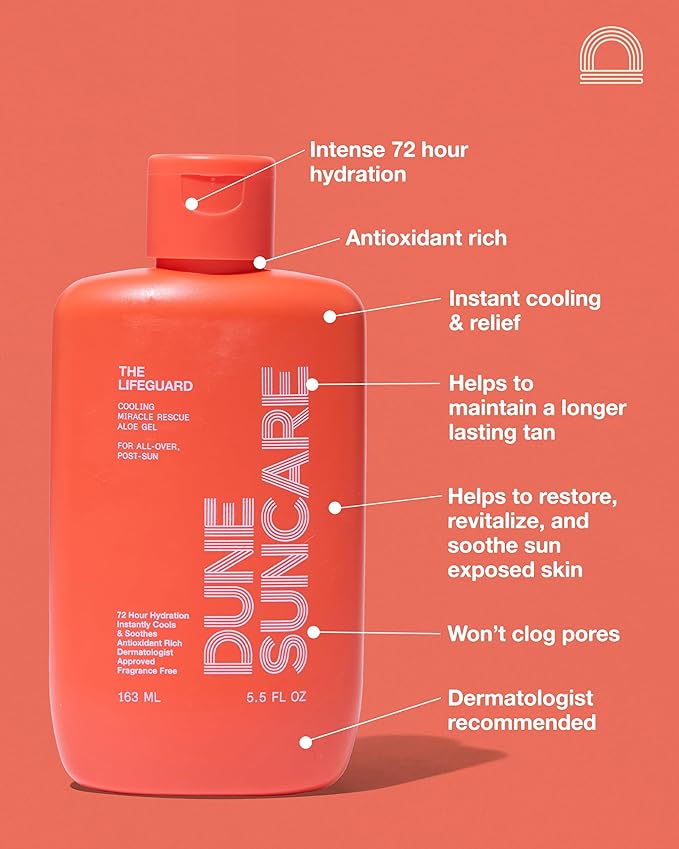 The Lifeguard Aloe Vera Sunburn Gel – After Sun Protection for Sunburn Relief with Minty Cooling – Fast-Absorbing Formula for Sun-Exposed Skin – Vegan, Non-Sticky, Hydrating Formula (5.5 Fl Oz)