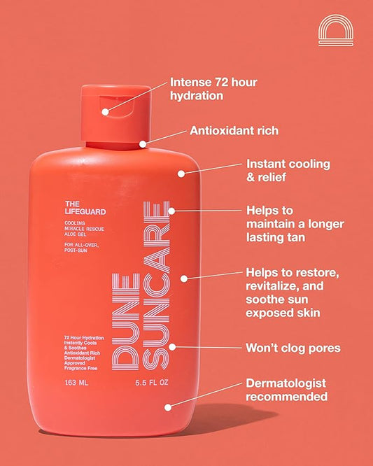 The Lifeguard Aloe Vera Sunburn Gel – After Sun Protection for Sunburn Relief with Minty Cooling – Fast-Absorbing Formula for Sun-Exposed Skin – Vegan, Non-Sticky, Hydrating Formula (5.5 Fl Oz)