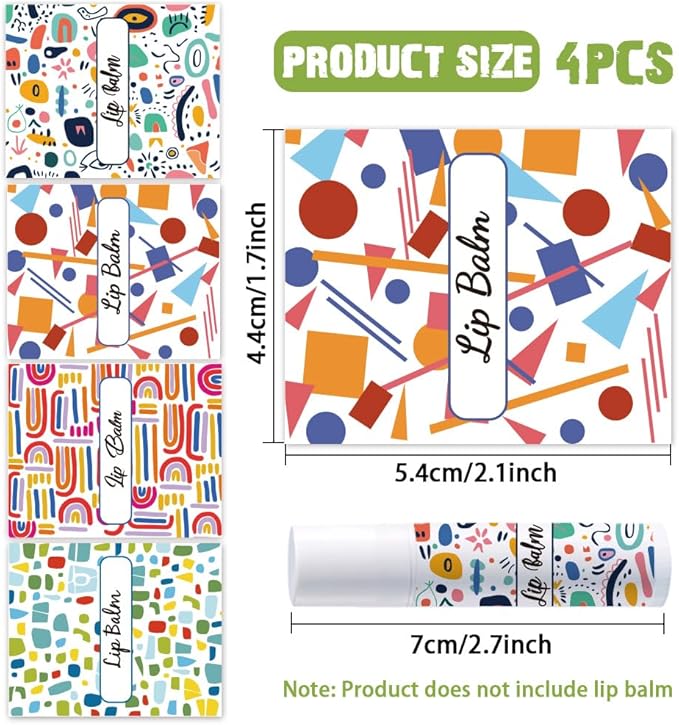 OLYCRAFT 100Pcs Self-Adhesive Lip Balm Tag Stickers 1.7x2.1 inch Waterproof Adhesive Label with Colorful Texture Rectangle Lipstick Tag Sticker for Lip Balm Container Tubes Lipstick Wrapping Decor