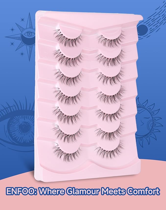Lashes Wispy Short Eyelashes Natural Look False Eyelashes Strip Eye Lash Soft Lashes Fluffy Pack 7 Pairs Everyday Lash SF-03