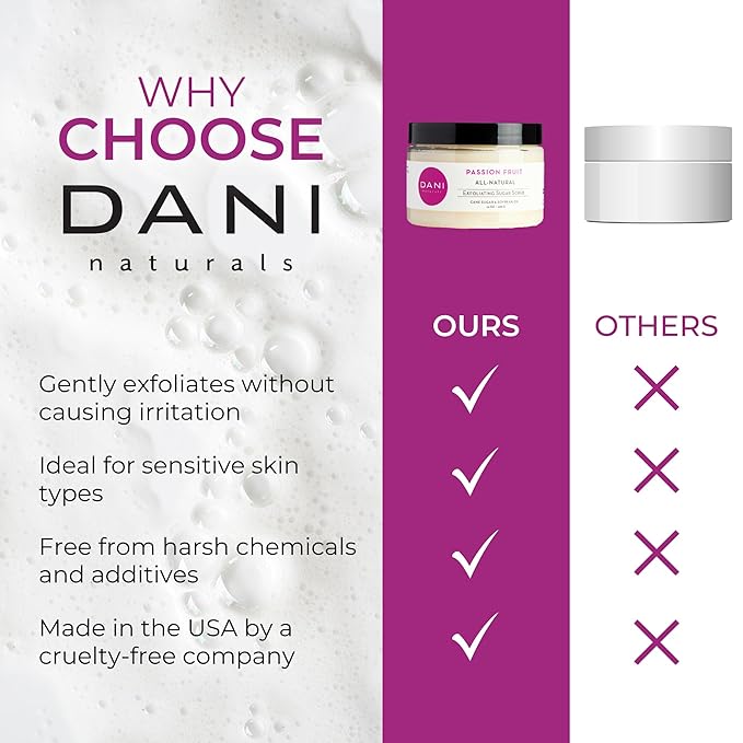 Naturals Sugar Scrub – Pure & Gentle Exfoliation with Juicy Passion Fruit Scent. Organic sugar, shea butter, and nourishing oils for smooth, soft skin – 14 oz