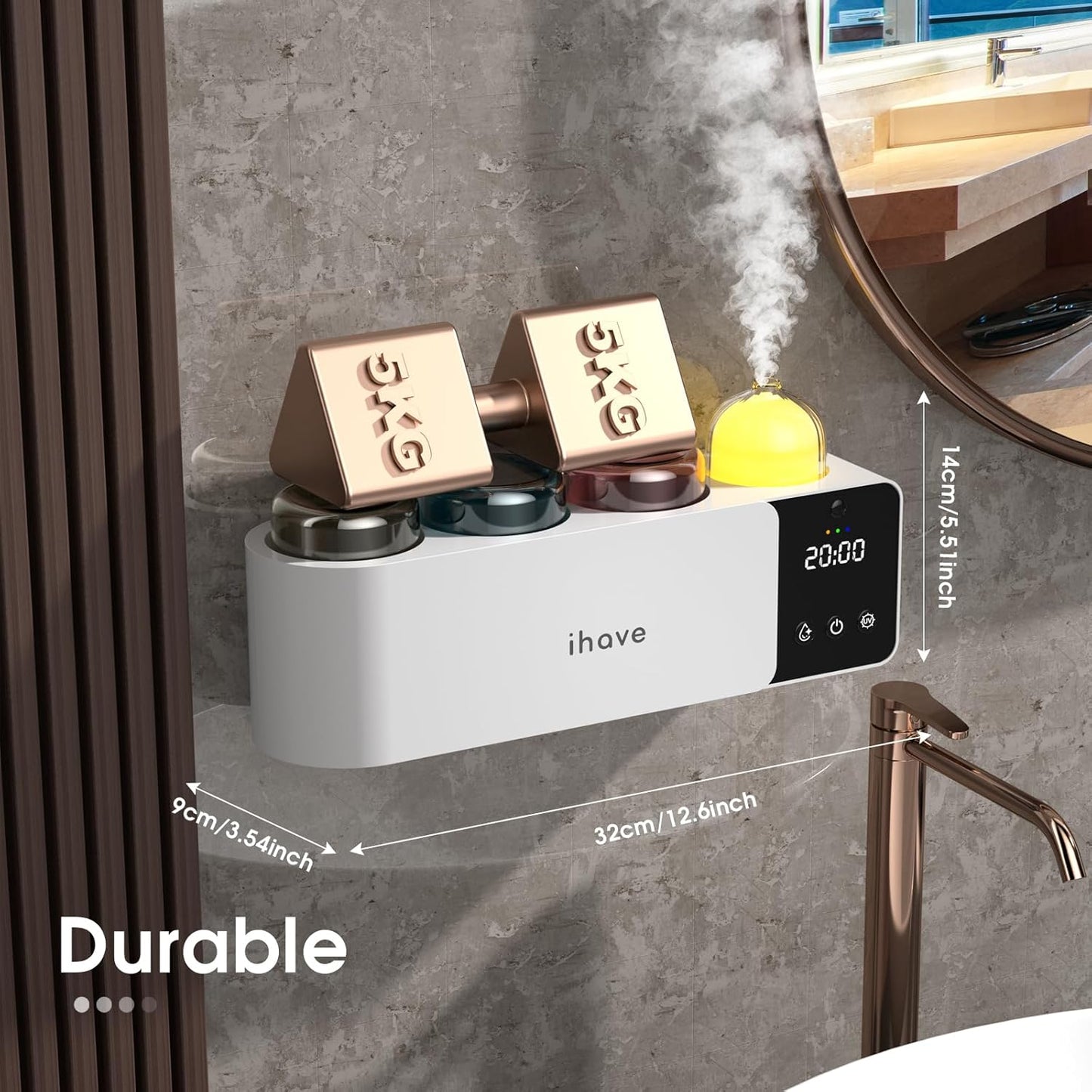 iHave Toothbrush Holders with UV Toothbrush Sanitizer, Aromatherapy Diffuser & IR Night Light - 4-Hour Smart Cruise Disinfection, Auxiliary Combo Drying - Wall-Mounted Bathroom Organizer with 3 Cups